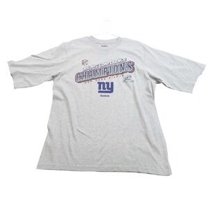 New York Giants Shirt Mens XL Gray NFL Football 2011 NFC Champions Reebok